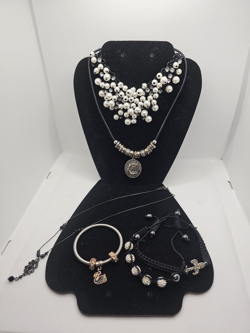 Elegant Black & Pearl Large Jewelry Lot.